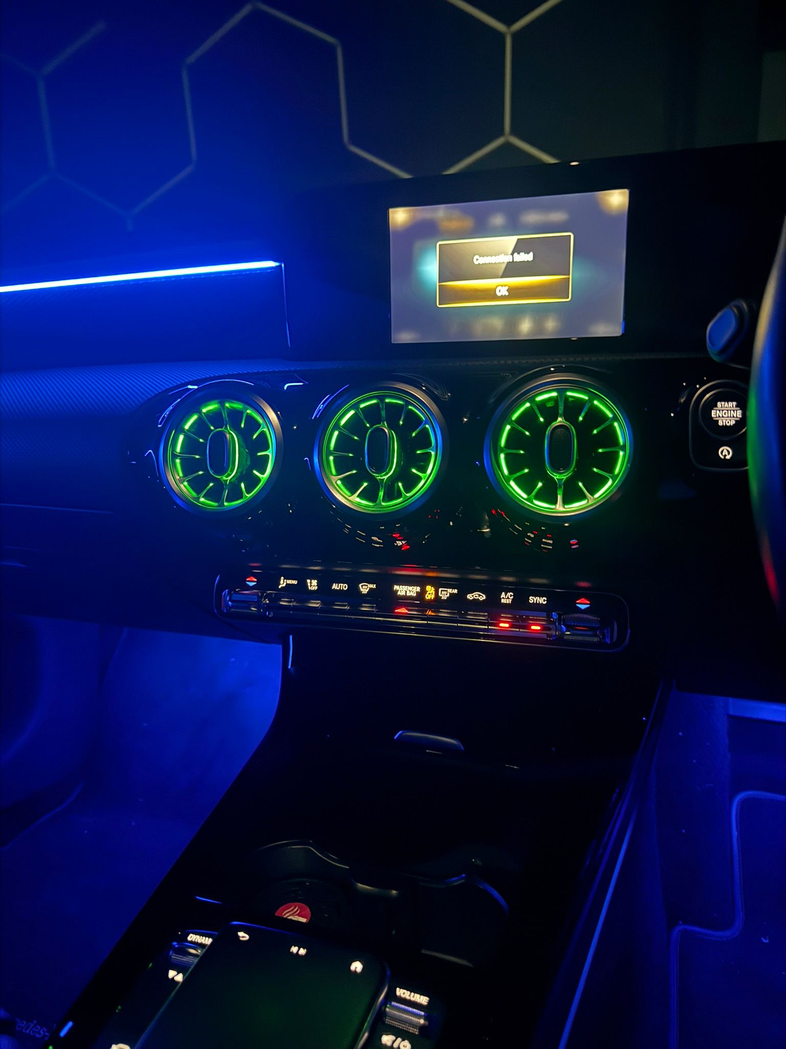 Mercedes LED air vent lighting strips